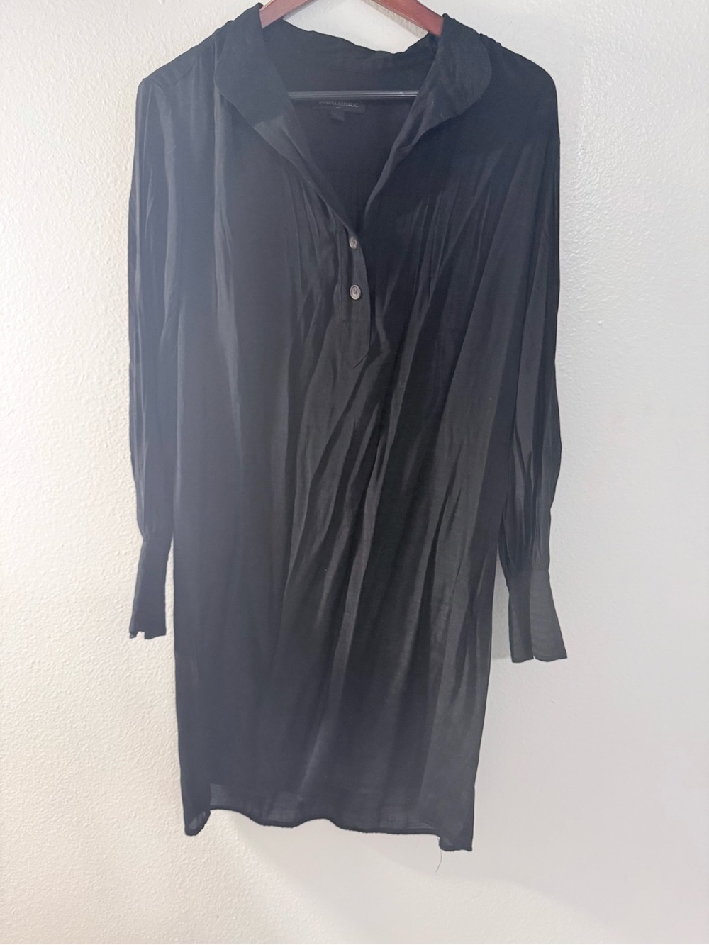 Banana Republic Black Long Sleeve Shirt Dress with belt